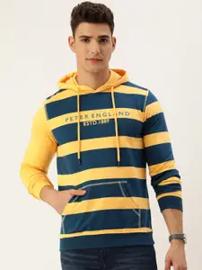Peter England Long Sleeves Striped Hooded Sweatshirt
