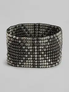 RICHEERA Women Silver-Plated Beaded Multi-Layered Elasticated Bracelet