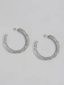 RICHEERA Silver-Plated Circular Half Hoop Earrings