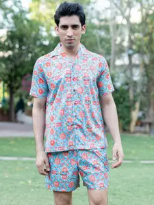 Tistabene Cuban Collar Ethnic Motifs Printed Shirt With Shorts