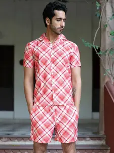Tistabene Cuban Collar Checked Shirt With Shorts