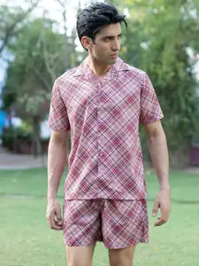 Tistabene Cuban Collar Checked Shirt With Shorts
