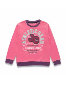 JusCubs Girls Typography Printed Cotton Pullover Sweatshirt