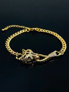 ZIVOM Brass Cubic Zirconia Gold-Plated Link Bracelet