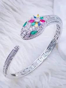 ZIVOM Silver-Plated Cubic Zirconia Cuff Bracelet