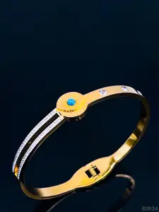 ZIVOM Gold-Plated Cubic Zirconia Bangle-Style Bracelet