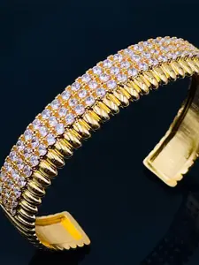 ZIVOM Cubic Zirconia Gold-Plated Cuff Bracelet