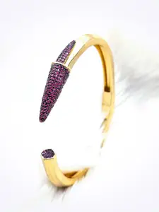 ZIVOM Gold-Plated Brass Crystals-Studded Cuff Bracelet