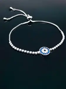 ZIVOM Women Silver-Plated Cubic Zirconia Charm Bracelet