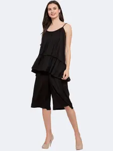 PATRORNA Shoulder Strapped Longline Top With Cropped Capris