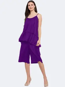 PATRORNA Shoulder Strapped Longline Top With Cropped Capris