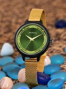 DressBerry Gold-Toned Women Textured Dial & Analogue Watch HOBDB-150-GD