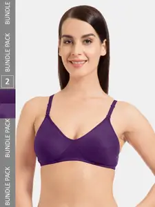 KOMLI Pack Of 2 All Day Comfort Non-Wired Non Padded Seamless Cotton T-Shirt Bra
