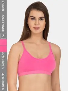 KOMLI Pack Of 2 All Day Comfort Non-Wired Non Padded Seamless Cotton Workout Bra