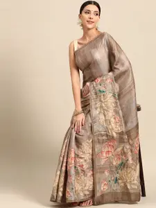 Simaaya Floral Printed Embroidered Pure Silk Saree