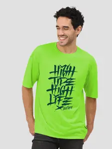 Leotude Typography Printed Drop-Shoulder Sleeves Oversized Casual T-shirt