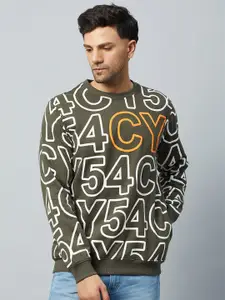 Club York Typography Printed Fleece Pullover Sweatshirt