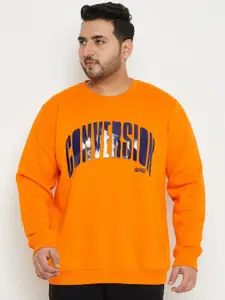 Club York Plus Size Typography Printed Fleece Pullover Sweatshirt