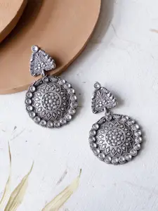 Infuzze Silver-Plated Circular Drop Earrings