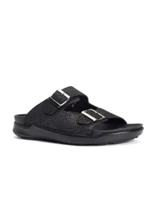 Hitz Men Leather Comfort Sandals With Buckle Detail
