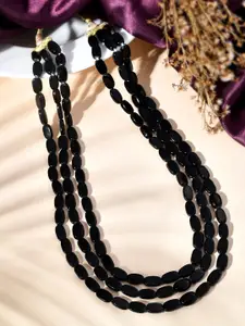 Sanjog Artificial Stones and Black Beaded Layered Necklace