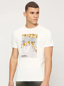 Pepe Jeans Graphic Printed Round Neck Short Sleeve Pure Cotton Slim Fit T-shirt