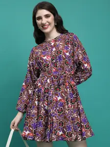KETCH Floral Printed Tie Ups Fit & Flare Dress