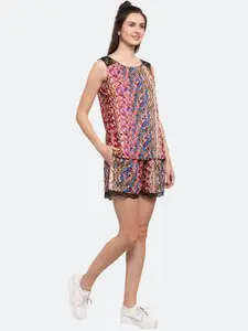PATRORNA Printed Top With Shorts