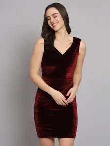 VAARARO V-Neck Velvet Bodycon Mini Dress