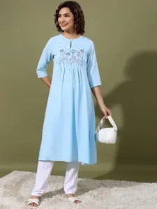 Vishudh Flloral Embroidered Keyhole Neck Kurta