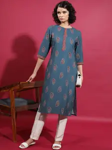 Vishudh Ethnic Motifs Printed Flared Sleeves Gotta Patti Kurta
