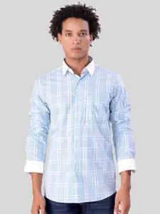 FRENCH CROWN Standard Windowpane Checked Cotton Casual Shirt