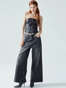 H&M Women Wide Regular Pure Cotton Jeans