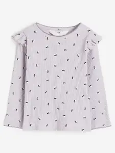 H&M Girls Frill-Trimmed Ribbed Top