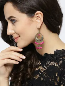 Priyaasi Pink Gold-Plated Classic Beaded Jhumkas