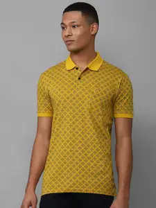 Allen Solly Geometric Printed Polo Collar Pockets Cotton Regular T-shirt