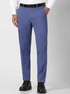 Peter England Men Mid Rise Slim Fit Plain Formal Trousers