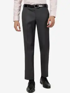 JB STUDIO Men Slim Fit Mid-Rise Plain Formal Trousers