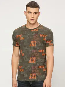 Pepe Jeans Typography Printed Pure Cotton Slim Fit T-shirt