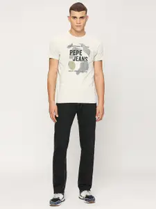 Pepe Jeans Typography Printed Round Neck Cotton Regular T-shirt
