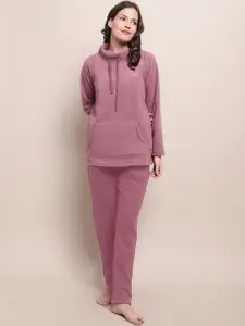 Kanvin Pink High Neck Long Sleeves Night suit