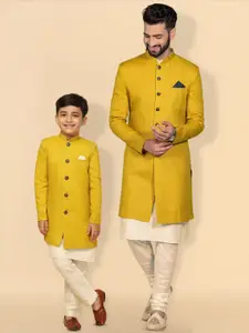 KISAH Men Cotton Kurta Indowestern Sherwani Set