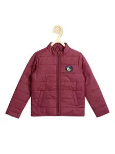 Allen Solly Junior Boys Maroon Puffer Jacket with Patchwork