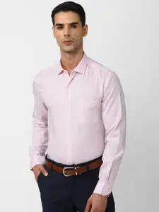 Peter England Elite Slim Fit Self Design Pure Cotton Formal Shirt