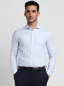 Peter England Elite Slim Fit Self Design Pure Cotton Formal Shirt