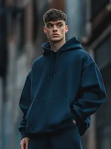 NOBERO Hooded Drop-Shoulder Sleeves Oversized Sweatshirt