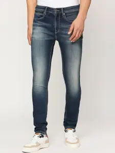 Pepe Jeans Men Skinny Fit Whiskers and Chevrons Heavy Fade Stretchable Jeans