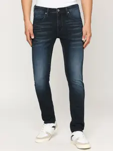 Pepe Jeans Men Slim Fit Clean Look Low-Rise Heavy Fade Stretchable Jeans