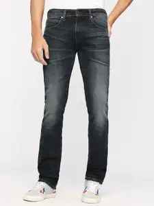 Pepe Jeans Men Slim Fit Mid-Rise Crinkle Heavy Fade Stretchable Jeans