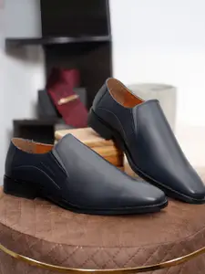 LOUIS STITCH Men Prussian Blue Premium Italian Leather Formal Slip-On Shoes